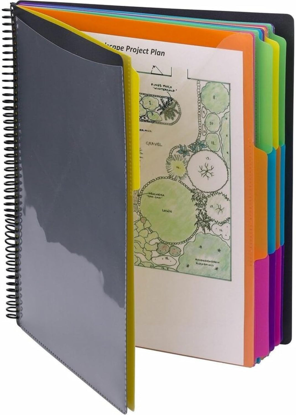 Smead Project Organizer, 24 Pockets, Grey with Assorted Bright Tabs, Tear Resistant Poly, 1/3-Cut Tabs, Letter Size (89206)