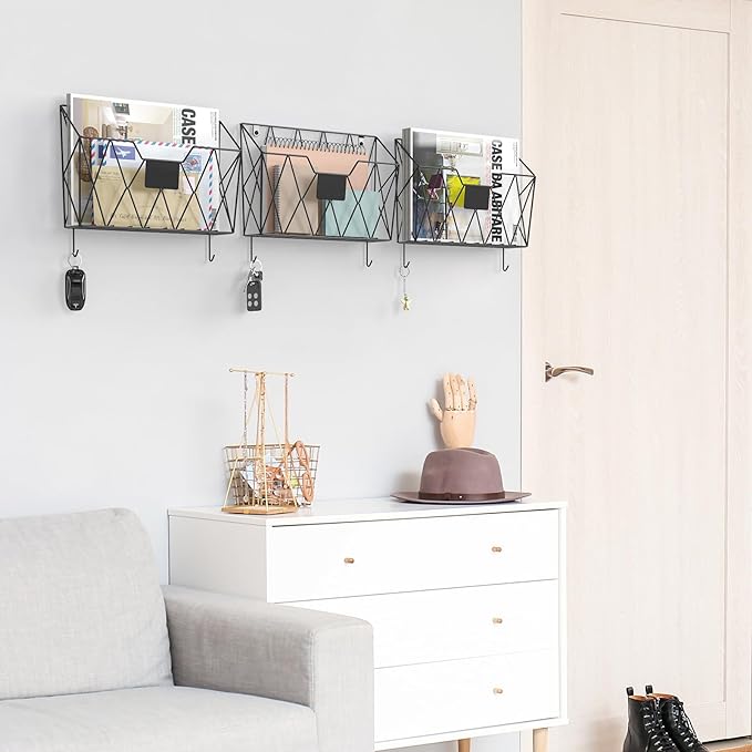 YBING Wall File Organizer Mesh Hanging Wall-mount Files Holder 6 Pack Hanging - Image 4