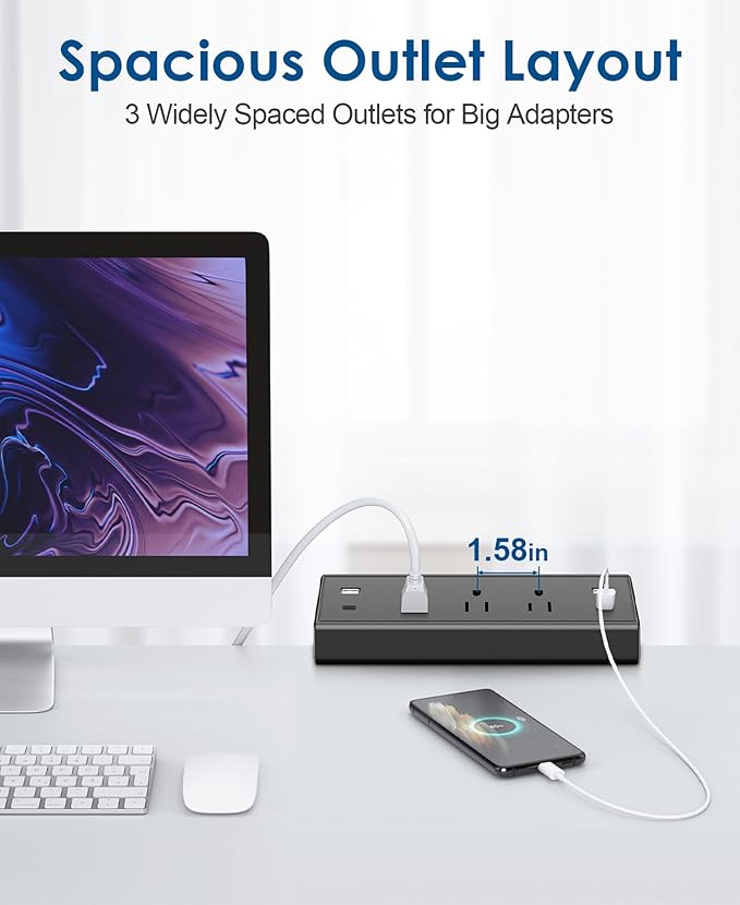 Desk Clamp Power Strip, 40W Fast Charging Station, Desktop Mount Surge Protector - Image 3