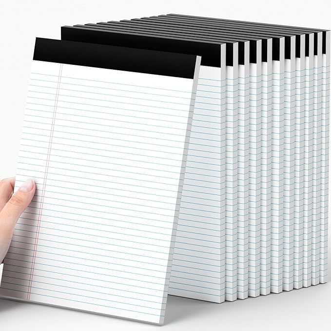 AILZFEI 12 Pack of Legal Pads 8.5 x 11.75 College Ruled Notebook White Paper by Unknown