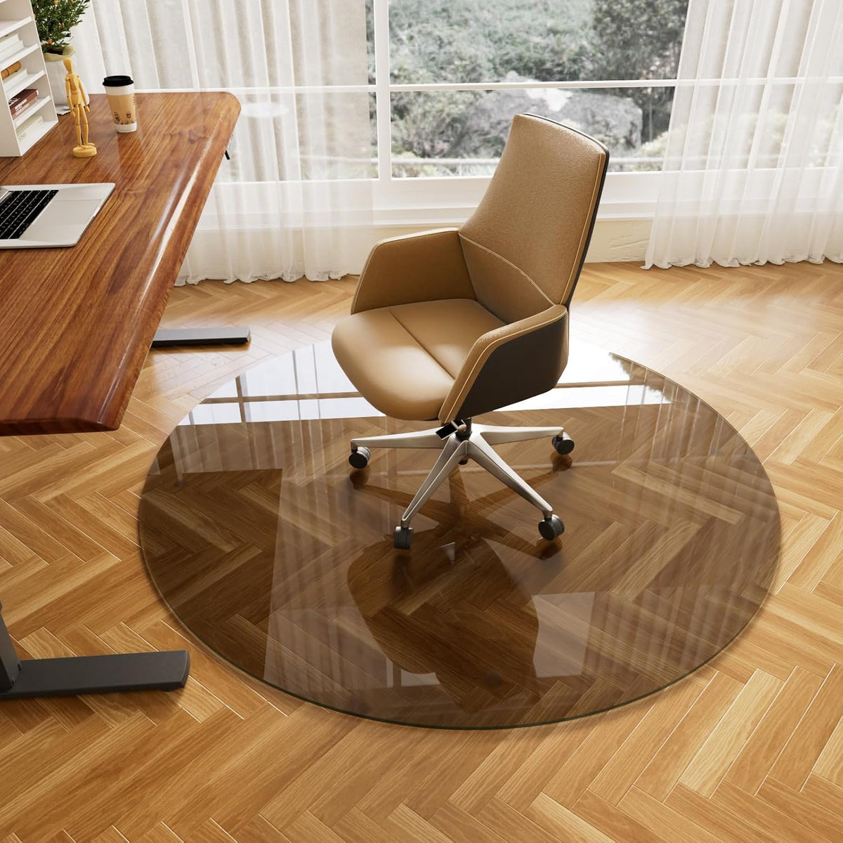 Tempered Glass Desk Mat 46"x 46" Heavy Duty