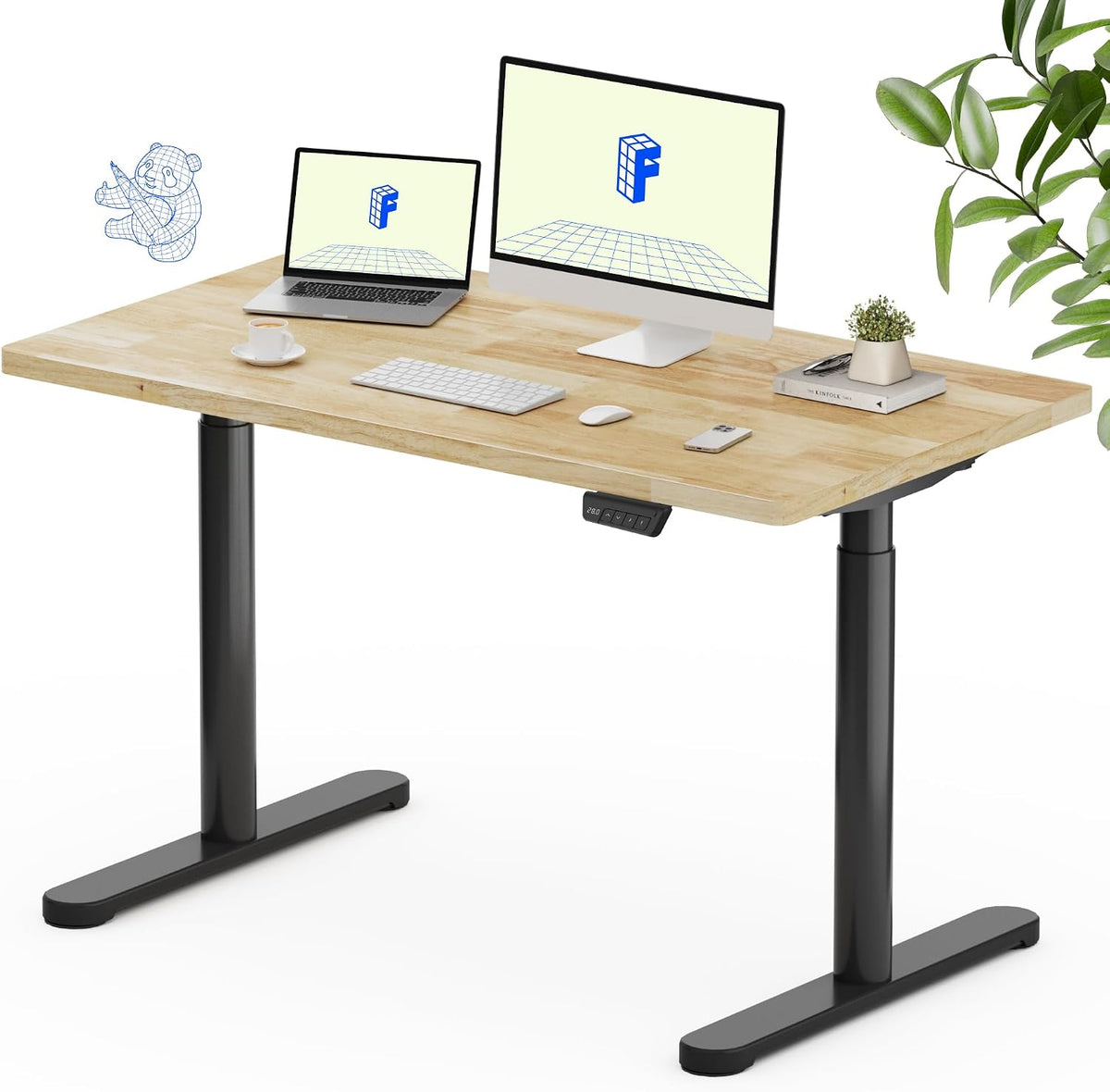 FLEXISPOT Solid Rubberwood Electric Standing Desk