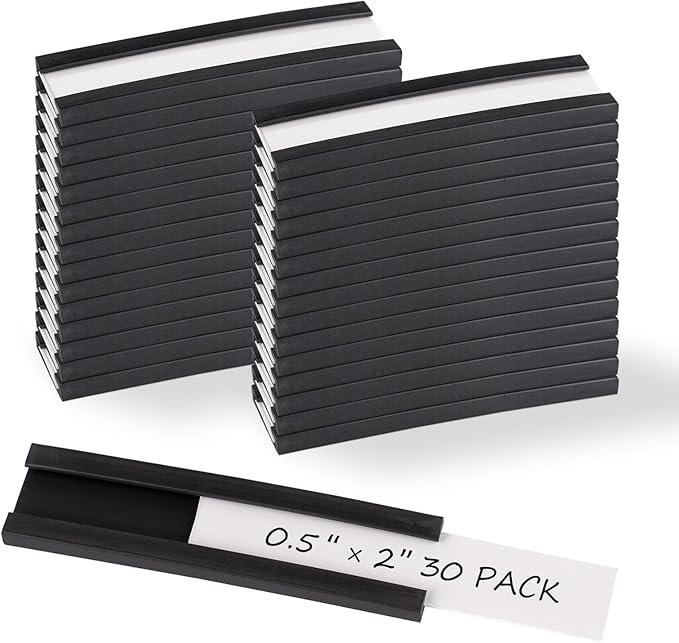 Realth C Channel Magnetic Label Holders 30 Pack 0.5" x 2" by Realth