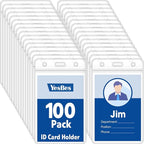 100 Pcs Vertical Badge Holders, Waterproof ID Badge Holder, Credit Cards by YesBes