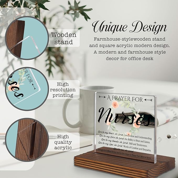 Nurse Prayer Desk Decor Sign, Christian Inspirational Gift - Image 3