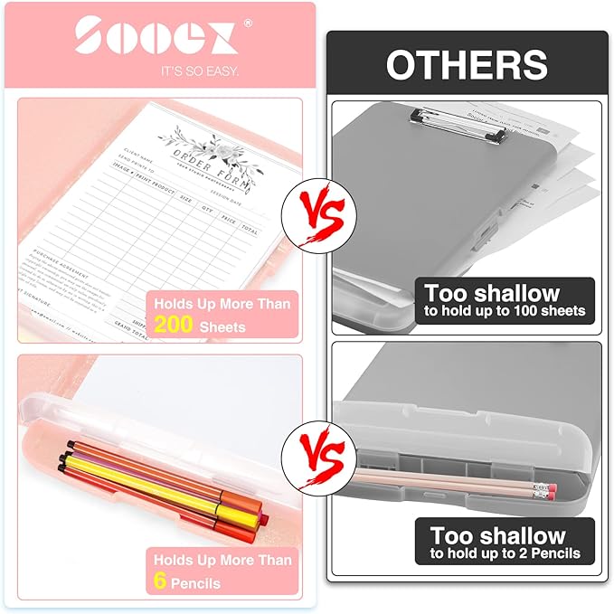 Sooez Glitter Clipboard with Storage, High Capacity Clip Boards 8.5x11 with Pen - Image 2