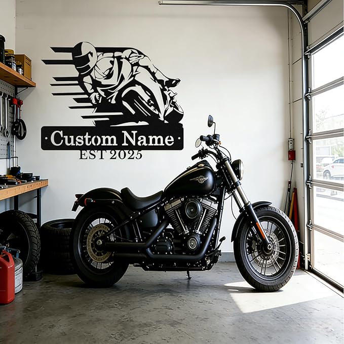 Personalized Motorcycle Metal Sign Custom Biker Name Sign Dirt Bike Wall Decor - Image 2