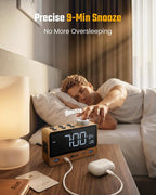 superdanny alarm clock with pd 20w, 4 usb showing dimensions