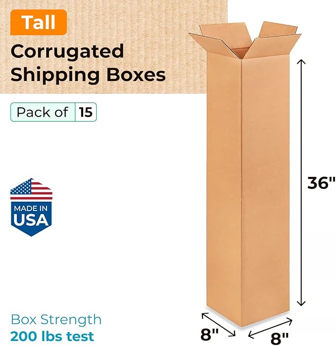 Tall Moving & Shipping Boxes 8"L x 8"W x 36"H - Image 2