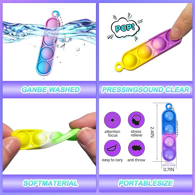 260 PCS Pop Keychain Bulk Party Favors, Fidget Toys - Image 2