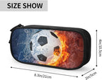 Boys Pencil Case with Soccer Printed, Cool Fire & Water Portable Pen Bag Pouch - Image 3