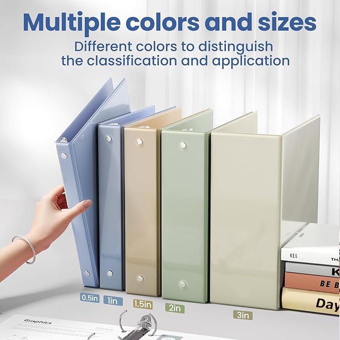 SUNEE 3 Ring Binder 1 Inch 1 Pack, Haze Blue - Image 5