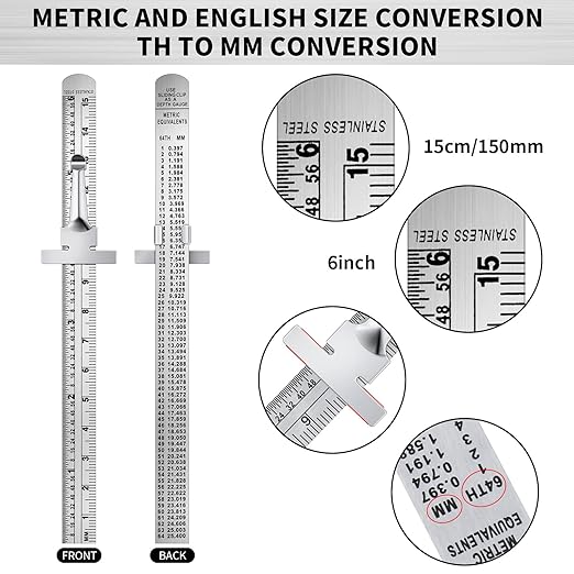 20 Pieces 6 Inch 15 cm Pocket Ruler Flexible Precision Stainless Steel Ruler - Image 3