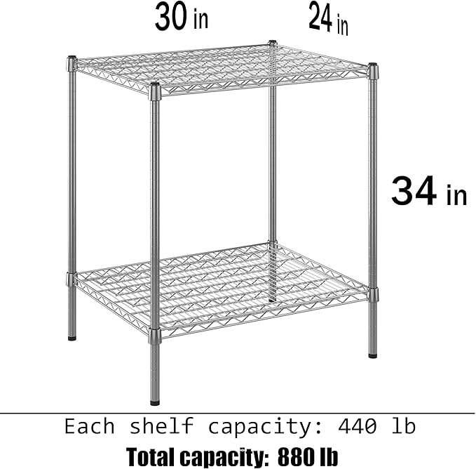 Regal Altair 24" Deep x 30" Wide x 34" Height Wire Shelving Kit | 2-Tier | NSF - Image 3