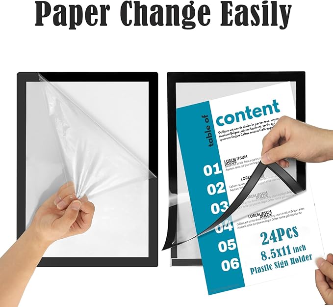 JIUYE 24Pcs 8.5x11 Magnetic Sign Holder Wall Mount, Self-Adhesive Plastic - Image 3