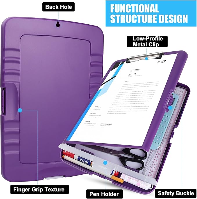 Purple Clipboard with Storage, TFDLCG zm Clip Boards with Storage Compartments - Image 6