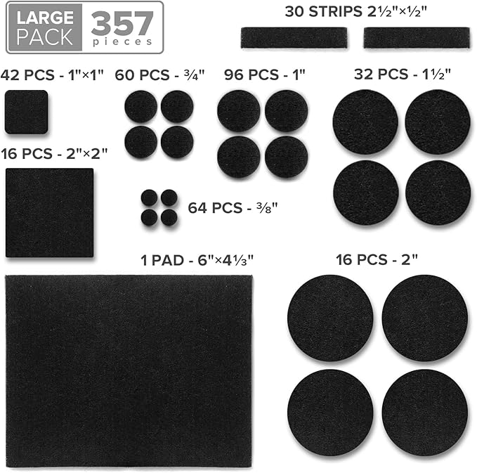 X-Protector 357 Pcs Black Felt Furniture Pads - Image 5