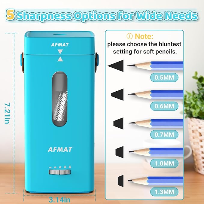 AFMAT Electric Pencil Sharpener, Fully Automatic Pencil Sharpener, Auto in & Out - Image 3