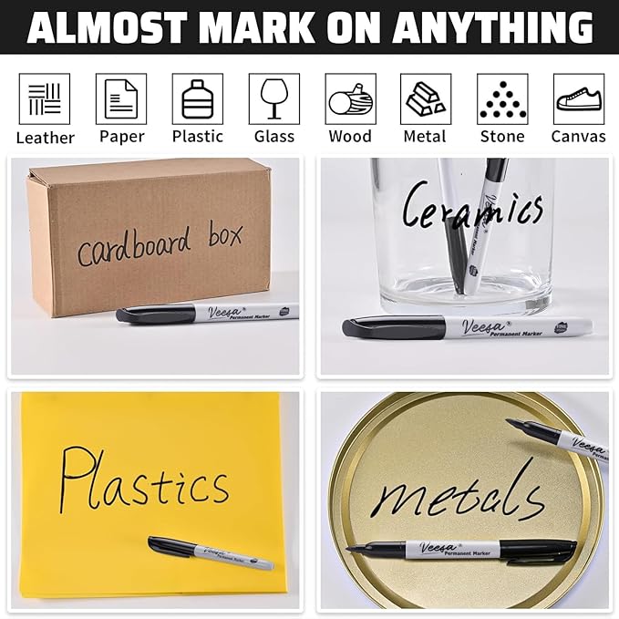 36 Pack Permanent Markers Fine Tip, School & Home, Waterproof, Smear-Proof - Image 2