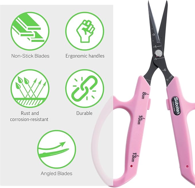 Saboten Fluorine Coated Angled Blade Trimming Scissors Pink PT-2 160mm - Image 3