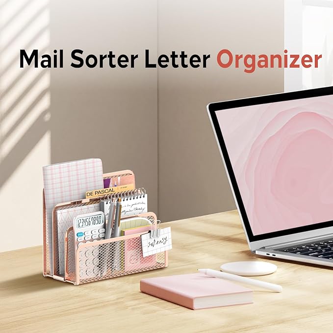 SUPEASY Mail Organizer for Desk, Mesh Metal Mail Holder Countertop - Image 8
