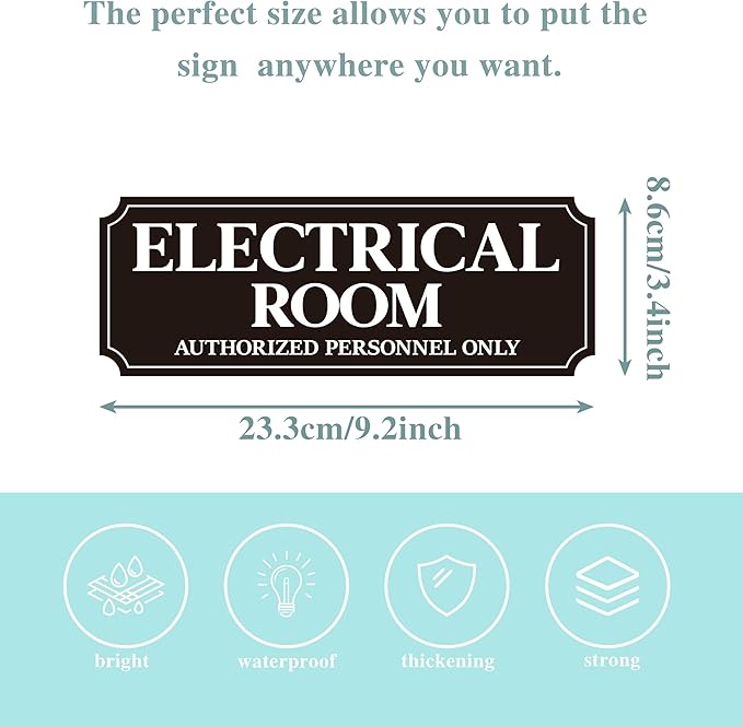 Electrical Room Door Sign for Business，Self-Adhesive Durable Modern Electrical - Image 2