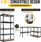 garage shelving, 36"w x 16"d x 72"h, 5-tier, package contents
