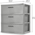 3 Drawer Wide Weave Tower color：Cement - Image 3