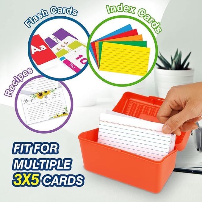 H4D Index Card Holder 3x5, Index Card Box Organizer Case, 3x5 Flash Note Card - Image 6