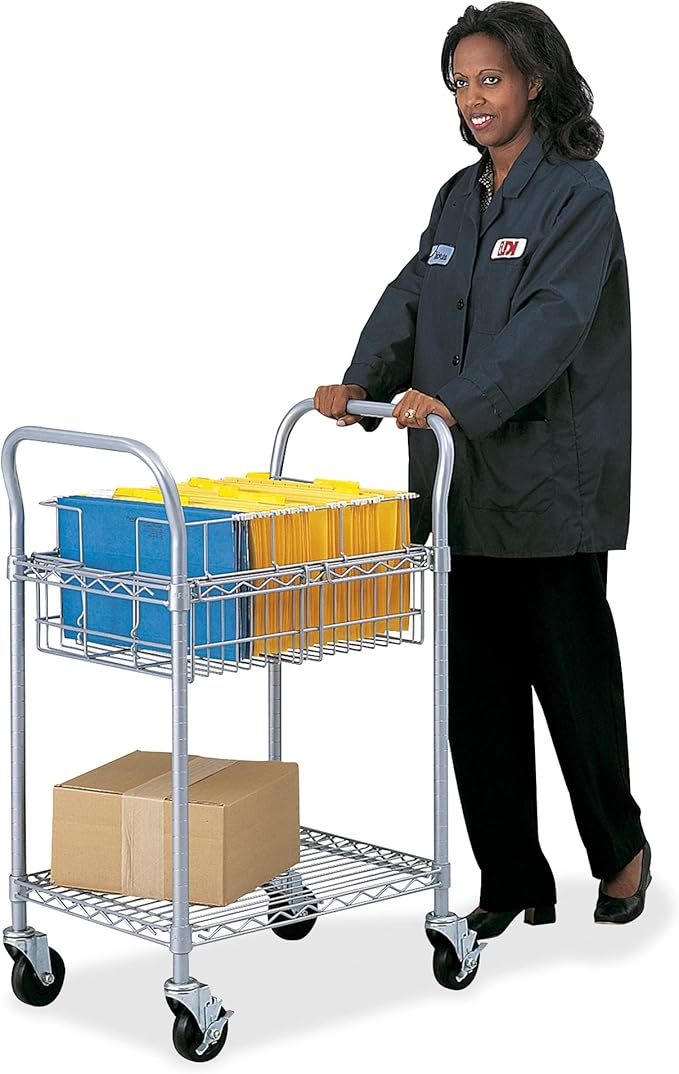 Safco 5235GR Wire Mail Cart Holds 75 Legal Folders, Sold Separately - Image 2