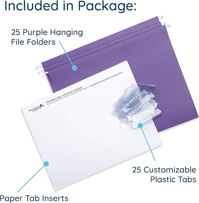 25 Blue Summit Supplies Purple Hanging File Folders - Image 3