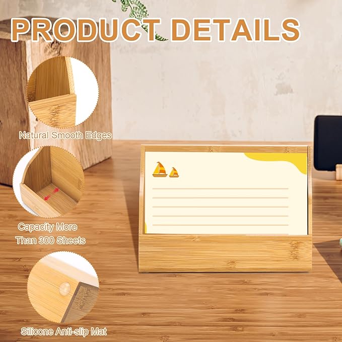 SHIQIKEJIPTY 2 Pack Wood Index Card Holder 4x6 Inch Index Card Box Notecard Box - Image 3