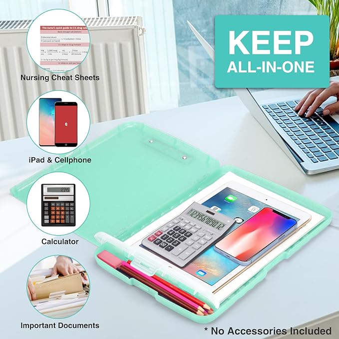 Sooez Glitter Clipboard with Storage, High Capacity Clip Boards 8.5x11 with Pen - Image 4