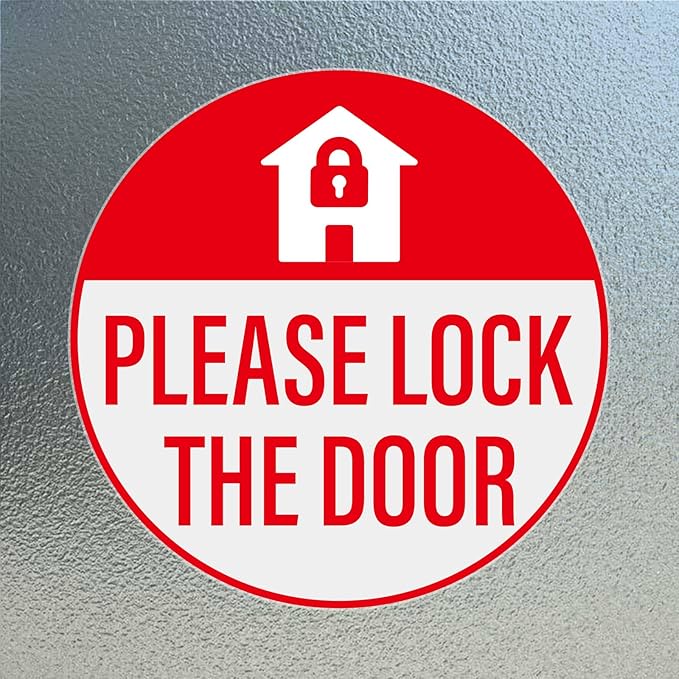 YIKIADA Please Lock The Door Sticker 3 × 3 Inches Vinyl Self-Adhesive Decals by YIKIADA