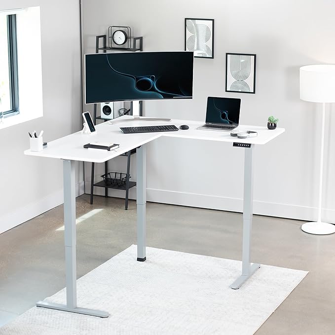 VIVO Electric Corner 63 x 55 inch L-Shaped Standing Desk, Memory Height - Image 2