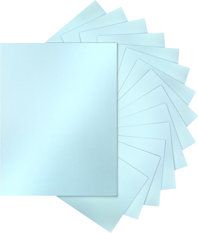 Silunkia 28 Sheets Blue Shimmer Cardstock 8.5 x 11 Premium Paper, 250gsm/92lb by Silunkia