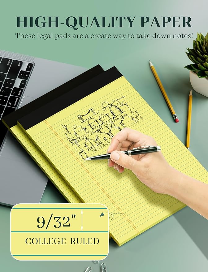 Yellow Note Pads 8.5 x 11 College Ruled Legal Pads 8.5 x 11 Notepads Yellow - Image 5