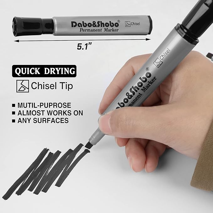 Dabo&Shobo 72 Pack Permanent Markers, Chisel Point, Quick Drying Ink, Works on - Image 4