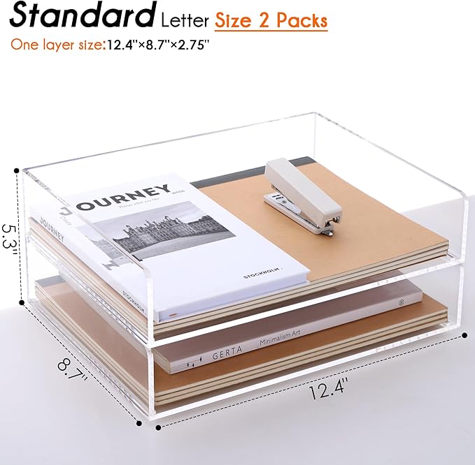 Paper Tray Organizer Clear Acrylic Desk Organizers and AccessoriesOffice - Image 3