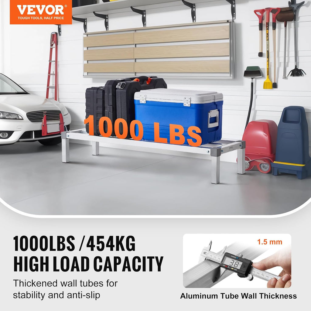 vevor aluminum dunnage rack, 48” x 14” commercial shown in use