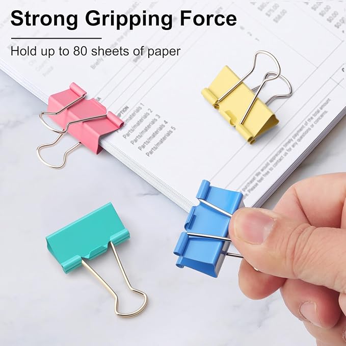 Colored Binder Clips, Medium Binder Clip 1.25 Inch - Image 4