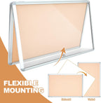 geetery 26 x 20 inch beige enclosed bulletin showing dimensions
