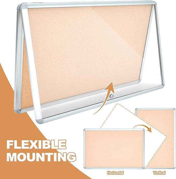 Geetery 36 x 24 Inch Enclosed Fabric Bulletin Board Tamperproof Lockable - Image 4