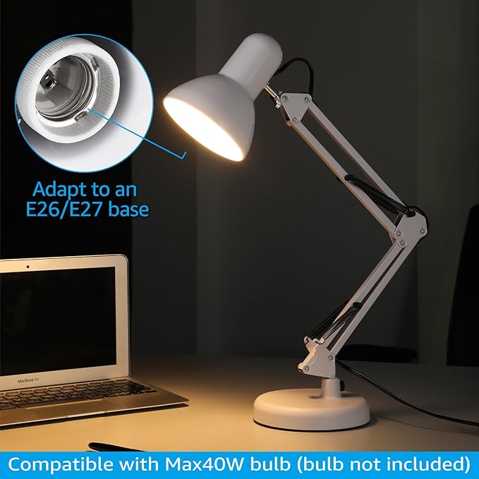 TORCHSTAR Metal Desk Lamp with Clamp, Swing Arm, Architect Adjustable Gooseneck - Image 7