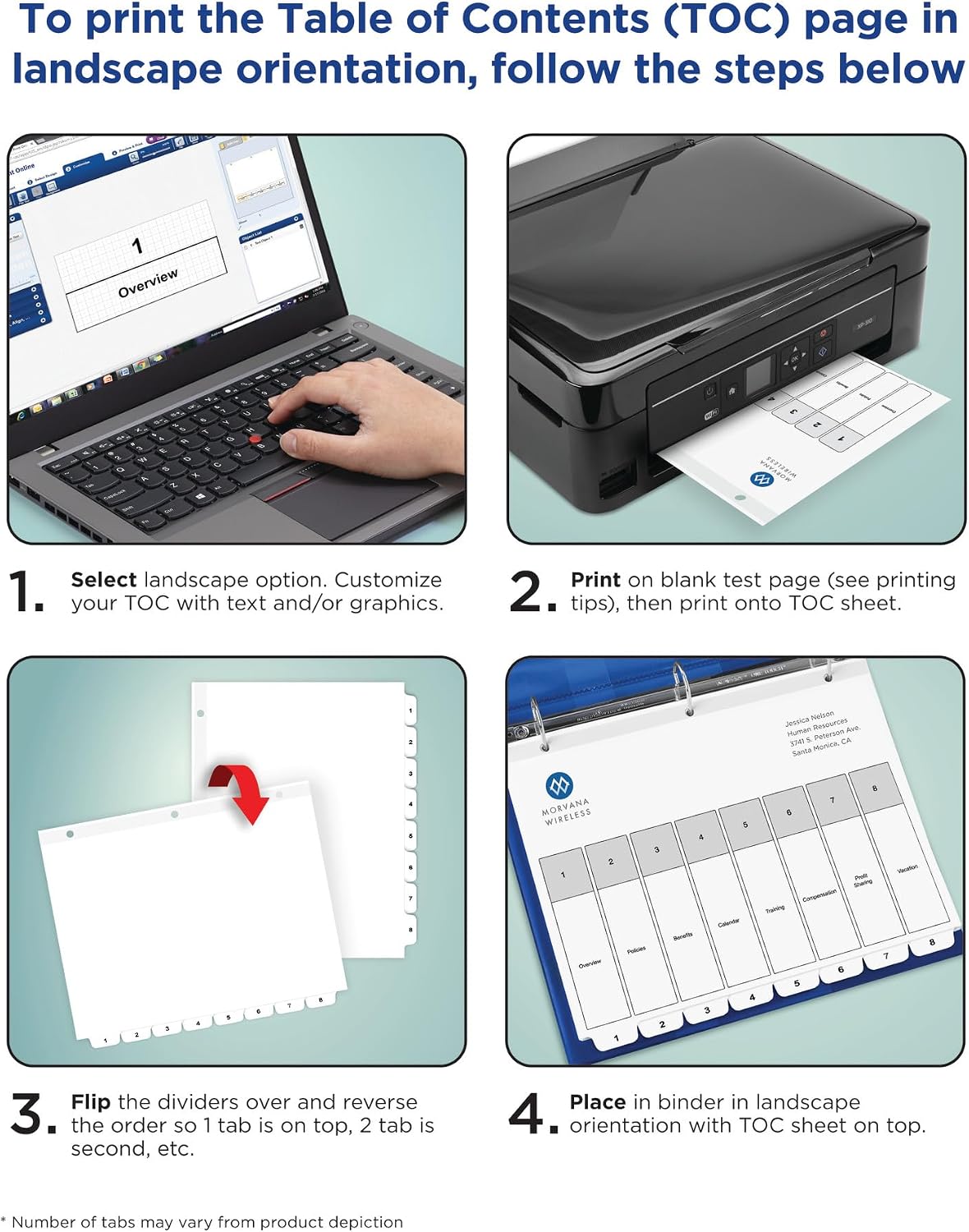 Avery A-Z Dividers for 3 Ring Binders, 26 Tabs per Set, Customizable Table of Contents, Multicolor Tabs, Great for Organizing Reports, Projects, and More (44225), 3 Sets (Pack of 4)