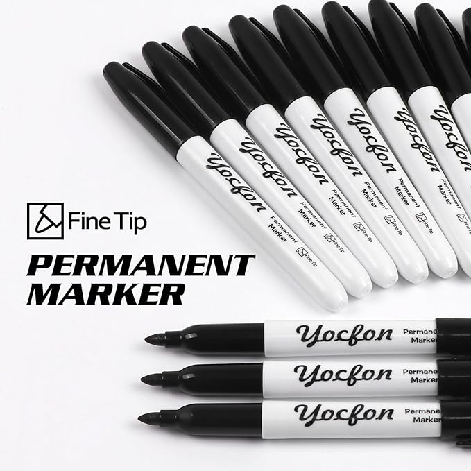 Yocfon Permanent Markers, Fine Tip, Waterproof Markers, Works On Plastic - Image 3