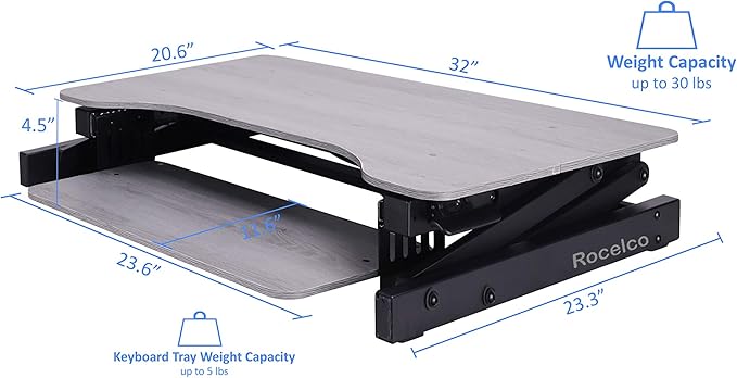 Rocelco 32" Height Adjustable Standing Desk Converter - Image 2