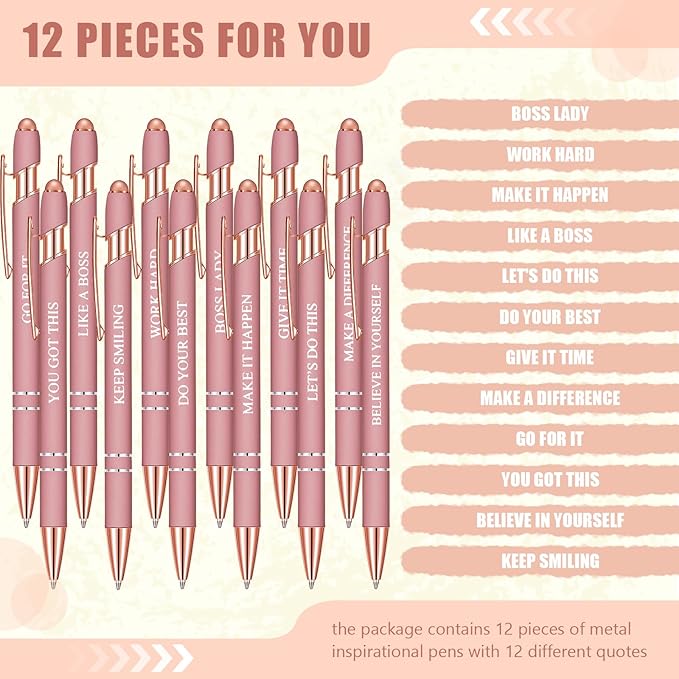 Zonon 12 Pcs Inspirational Pens Bulk Funny Ballpoint Pen - Image 3