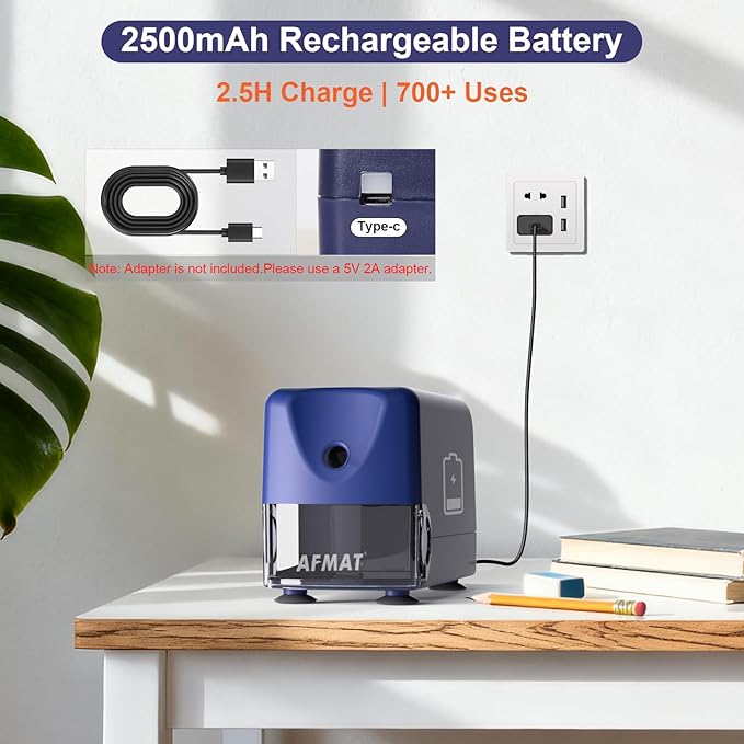 AFMAT Electric Pencil Sharpener, Cordless & Rechargeable, Heavy Duty Classroom - Image 6