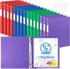 Henoyso 48 Pcs 3 Ring Binder 0.5 Inch Round Fits Letter Size 8.5'' x 11'' Paper by Henoyso
